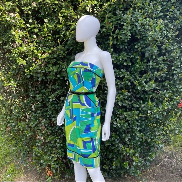 💋MAGGY London 70’s Psychedelic Funky Vintage Look Strapless Dress Size 10 - Picture 8 of 12